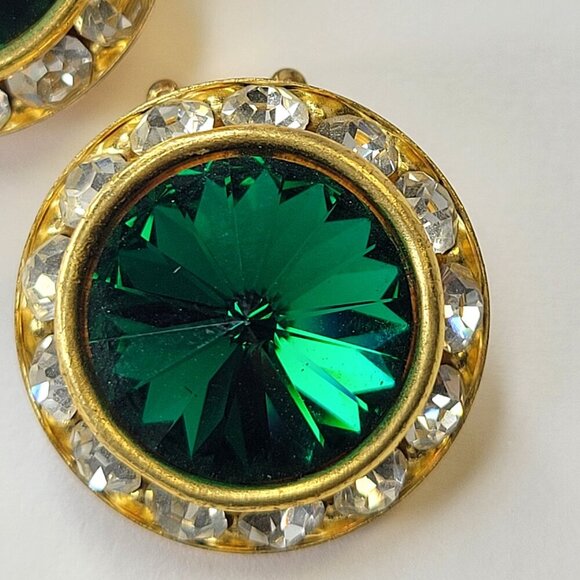 Green Clip On Earrings, 22mm Green ClipOns - Picture 2 of 4